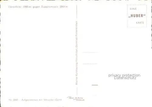 Eibsee Seehotel gegen Zugspitzmassiv Kat. Grainau