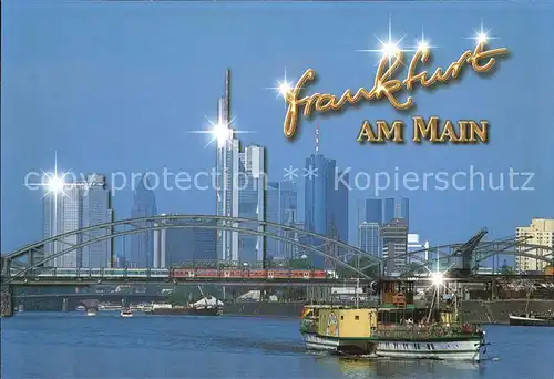 Frankfurt Main Skyline mit Maindampfer Kat. Frankfurt am Main