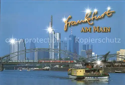 Frankfurt Main Skyline mit Maindampfer Kat. Frankfurt am Main