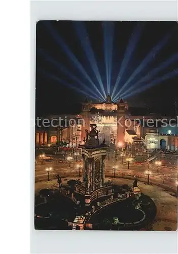 Barcelona Cataluna Spanischer Platz mit Monumentalem Springbrunnen Kat. Barcelona