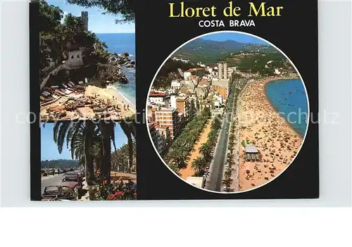 Lloret de Mar Fliegeraufnahme Strand Burg Promenade Kat. Costa Brava Spanien