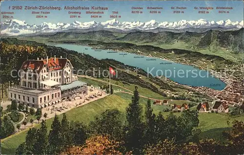 Zuerichberg Alkoholfreies Kurhaus Panorama Zuerichsee Alpen / Zuerichberg /Rg. Zuerich