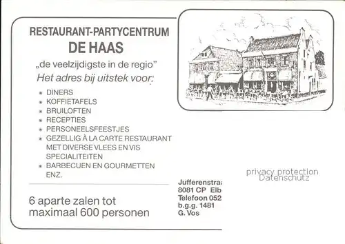 Elburg Restaurant De Haas  Kat. Niederlande
