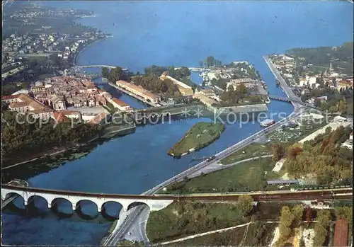 Peschiera Gardasee Fliegeraufnahme Kat. Lago di Garda Italien