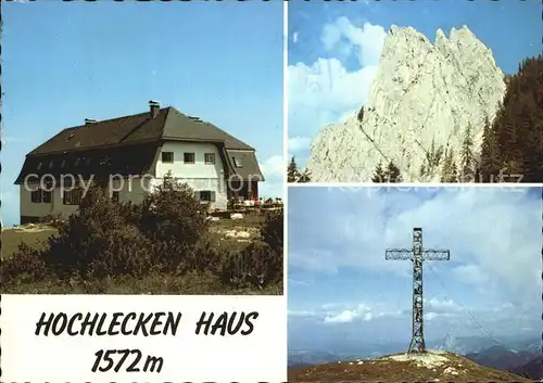 Hoellengebirge Hochleckenhaus Adlerspitzen Gipfelkreuz am Brunnkogel Kat. Salzkammergut