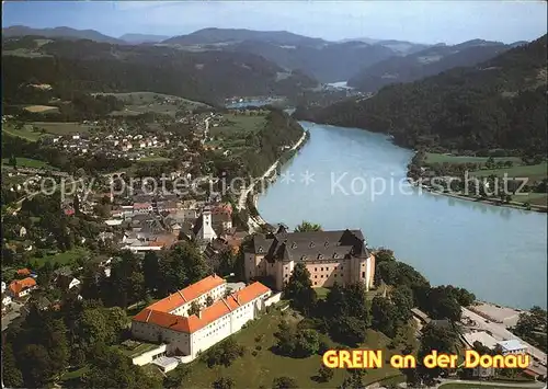 Grein Donau Oberoesterreich Fliegeraufnahme mit Schloss Kat. Grein
