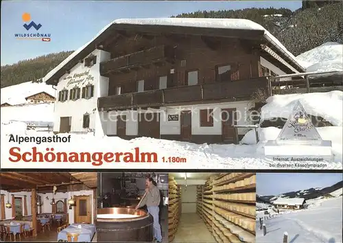 Wildschoenau Tirol Alpengasthof Schoenangeralm Gastraum Kaeserei Panorama