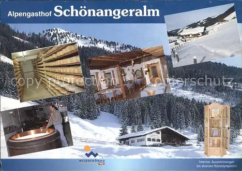 Wildschoenau Tirol Alpengasthof Schoenangeralm Gaststube Kaeselager Kaeserei