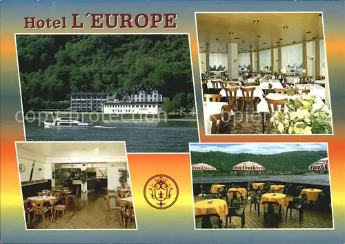 Boppard Rhein Hotel l Europe Restaurant Terrasse Rheindampfer Kat. Boppard