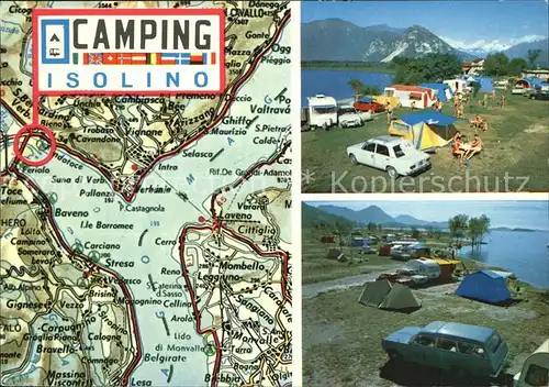 Fondotoce di Verbania Camping Isolino Lago Maggiore Landkarte Kat. Verbania