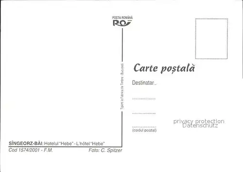 Singeorz Bai Hotel Hebe Fliegeraufnahme Kat. Rumaenien