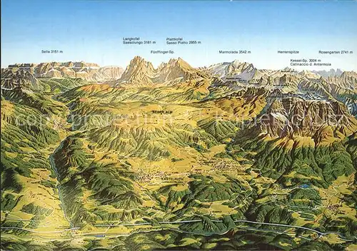 Seiseralm Chiemgau Panoramakarte Schlerngebiet  Kat. Chiemsee