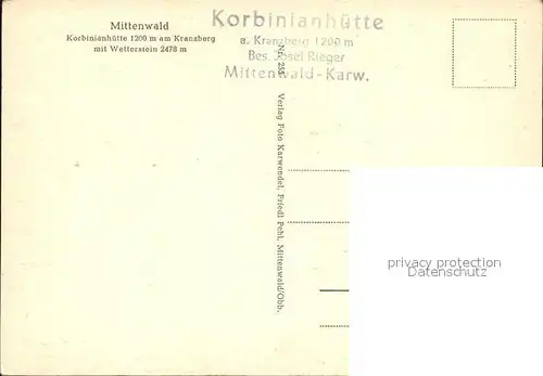Mittenwald Bayern Korbinianhuette am Kranzberg mit Wetterstein Kat. Mittenwald