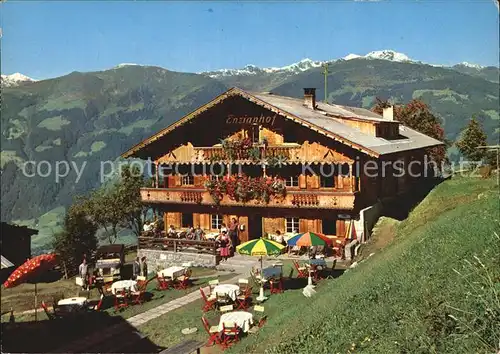 Zell Ziller Tirol Alpengasthof Enzianhof Terrasse Kat. Zell am Ziller