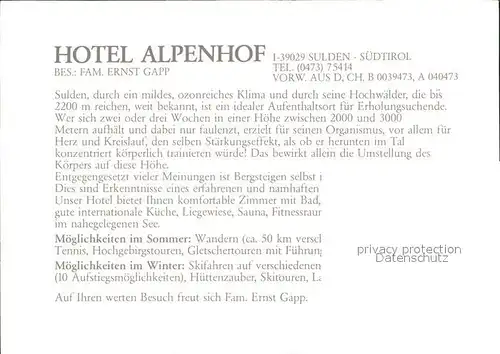 Sulden Ortler Hotel Alpenhof Speisesaal Gaststube Kat. Stilfs