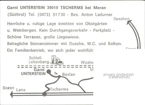 Tscherms Panorama Garni Unterstein Terrasse Planschbecken Kat. Meran Suedtirol