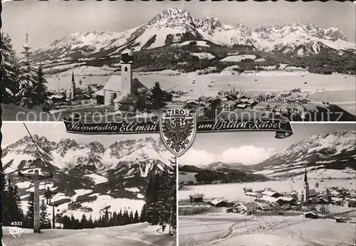 Ellmau Tirol mit Wildem Kaiser Sessellift Panorama Kat. Ellmau