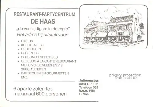 Elburg Restaurant Partycentrum De Haas Festsaal Kat. Niederlande
