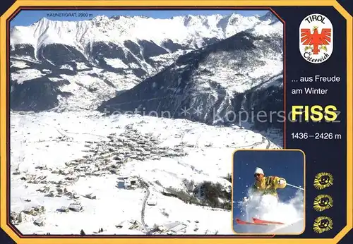 Fiss Tirol Wintersportplatz Alpen Fliegeraufnahme Skifahrer Kat. Fiss