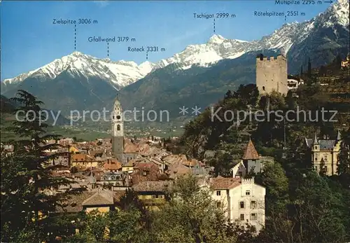 Meran Merano Panorama Kirche Burg Alpen