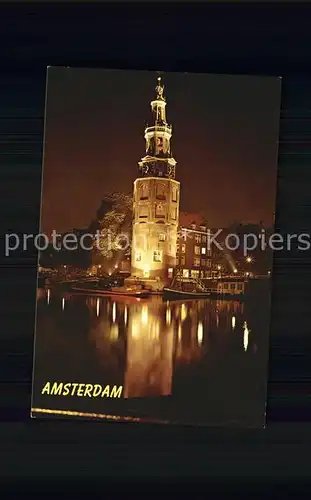 Amsterdam Niederlande Montelbaanstoren Turm Nachtaufnahme Kat. Amsterdam