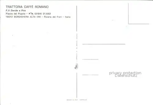 Bordighera Trattoria Caffe Romano Kat. Bordighera