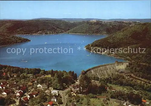 Waldeck Edersee Edertalsperre Sperrmauer Schloss Waldeck Fliegeraufnahme