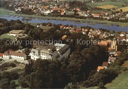 Herstelle Weser Kloster Abtei vom Hl Kreuz Fliegeraufnahme Kat. Beverungen