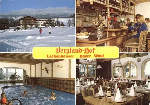 Lackenhaeuser Niederbayern Hotel Cafe Restaurant Bergland Hof Hallenbad Langlauf Winterlandschaft Kat. Neureichenau
