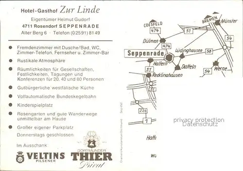 Seppenrade Hotel Gasthof zur Linde Kat. Luedinghausen