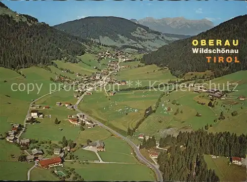 Wildschoenau Tirol mit Kaisergebirge Fliegeraufnahme