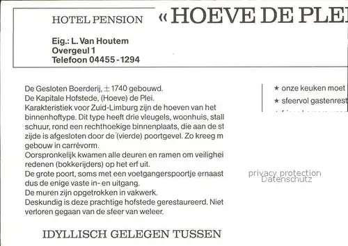 Mechelen Limburg Hotel Hoeve de Plei Kat. Mechelen