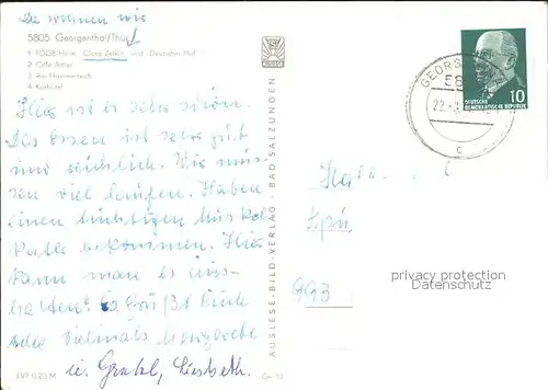 Georgenthal Gotha FDGB Heim Clara Zetkin Deutscher Hof Cafe Adler Kurhotel Kat. Georgenthal