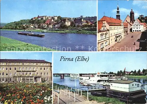 Pirna Markt Rathaus Hotel Schwarzer Adler Dampferanlegestelle Kat. Pirna