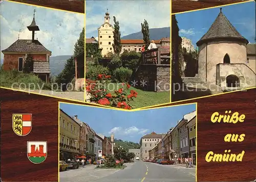 Gmuend Kaernten Ortspartien mit Kirchen Kat. Gmuend in Kaernten