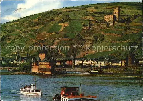 Kaub mit Pfalz udn Burg Gutenfels am Rhein Kat. Kaub