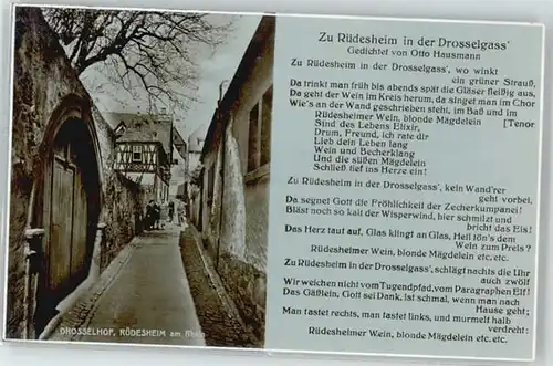 Ruedesheim Ruedesheim Drosselgasse Gedicht Otto Hausmann Drosselhof * / Ruedesheim am Rhein /Rheingau-Taunus-Kreis LKR