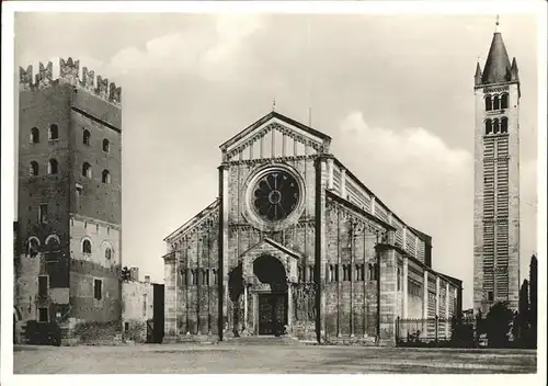 Verona Italia Basilica di S Zeno Maggiore Fassade Glockenturm Abteiturm Kat. 