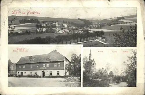 Schoenau Katzbach Schoenau Gasthof Kirche Pfarre Schule x /  /