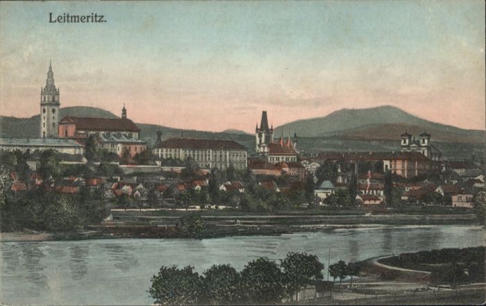 tolle alte Karte - Leitmeritz Ansicht, Raddampfer Leitmeritz 30-40er