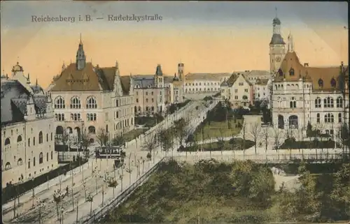 Reichenberg Boehmen Radetzkystrasse Strassenbahn  x