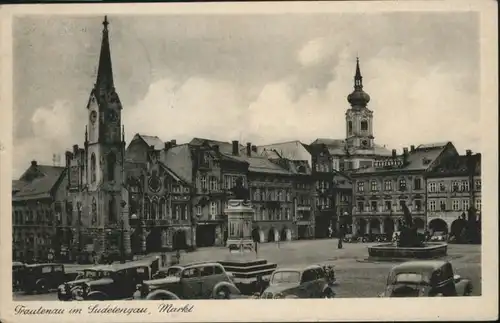 Trautenau Markt Kirche  Brunnen x