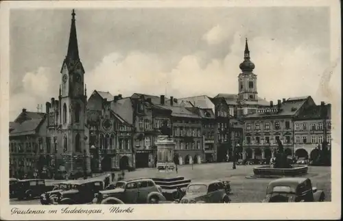 Trautenau Markt Kirche  Brunnen x