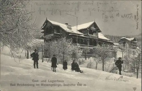 Bad Brueckenberg Riesengebirge Gasthaus Logierhaus Schlitten Ski x