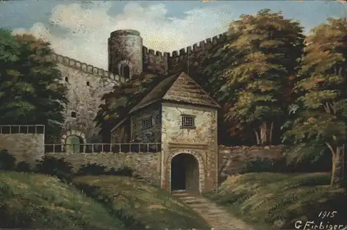 Burg Kynast Riesengebirge Kuenstler C. Fiebiger x