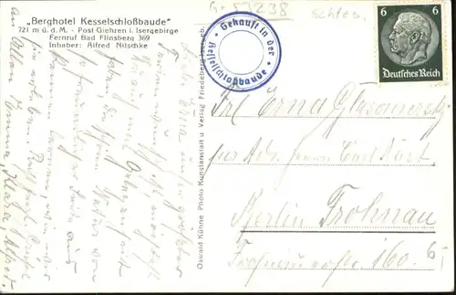 Kesselschlossbaude Isergebirge Berghotel Giehren Bad Flinsberg *