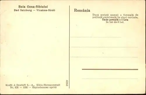 Bad Salzburg Baia Ocna Sibiului / Tschechische Republik /Tschechische Republik