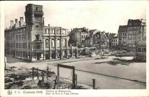 hw15472 Oostende West-Vlaanderen Hotel-de-Ville detruit
Place d`Armes 1940 Kategorie.  Alte Ansichtskarten