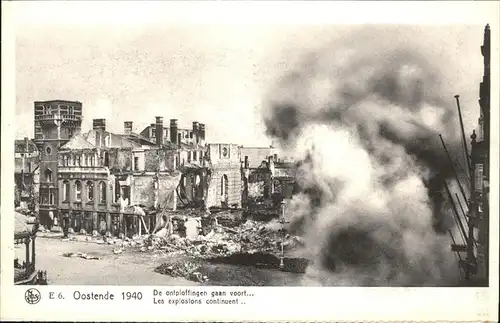 Oostende West-Vlaanderen Explosions continuent... 1940 Kat. 