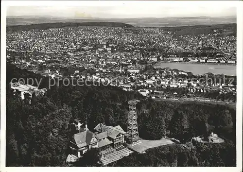 Zuerich Fliegeraufnahme Gross-Restaurant Uto-Kulm Turm See / Zuerich /Bz. Zuerich City